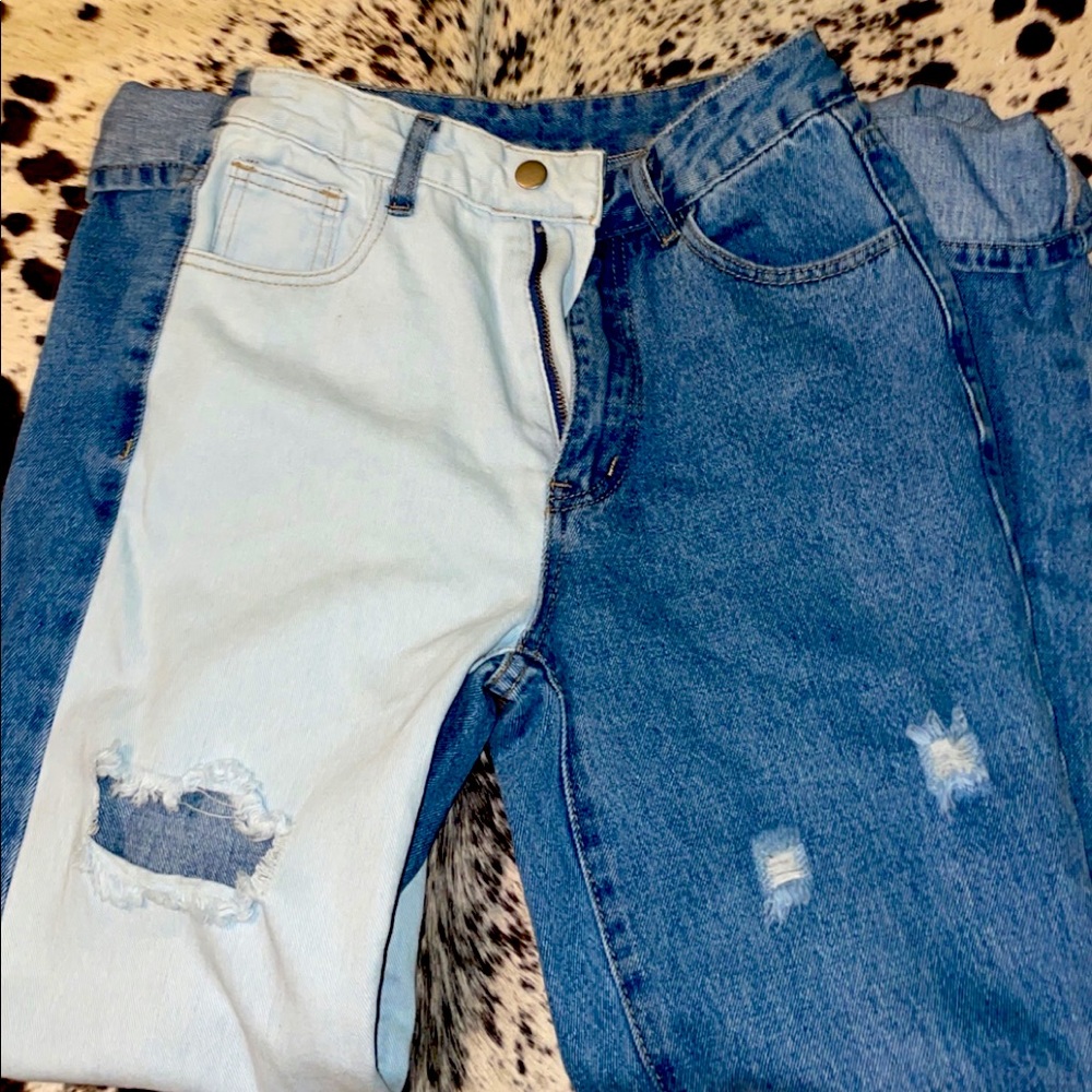 Two-Tone Denim Jeans